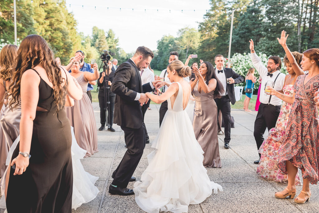 A bride and groom dancing at their wedding reception at The Wadsworth Mansion at Longhill in Middletown, CT.